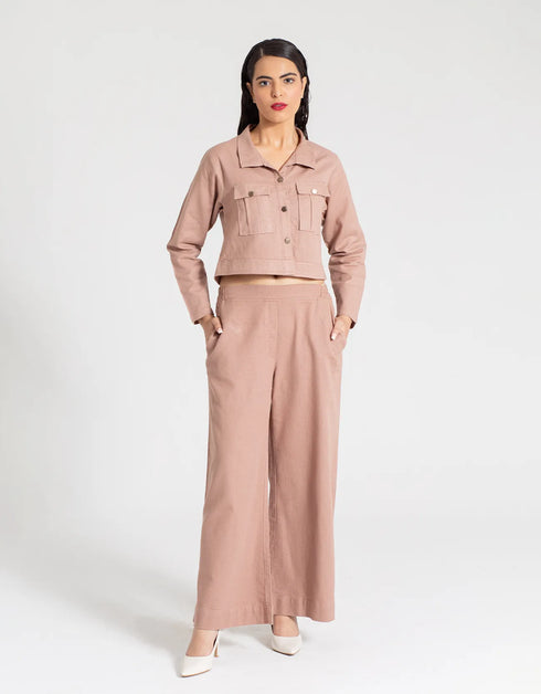 JACQUARD WIDE LEG TROUSER
